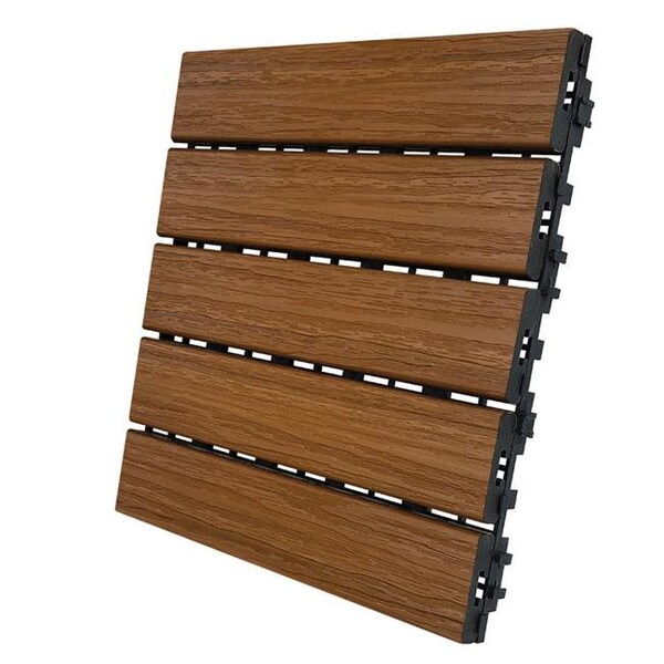 Aura 5011917 6 sq. ft. 12 x 12 in. Honey Teak Composite Balcony & Deck Tiles - Pack of 6 5011917 - main